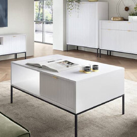 Napa Wooden Coffee Table With 1 Drawer In Matt White