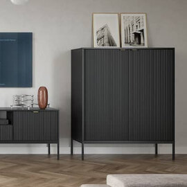 Napa Wooden Storage Cabinet With 2 Doors In Matt Black