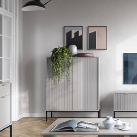 Napa Wooden Storage Cabinet With 2 Doors In Matt Grey