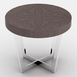 Napoli High Gloss Round End Table With Steel Base In Acorn