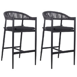 Nardo Charcoal Weave Bar Chairs In Pair