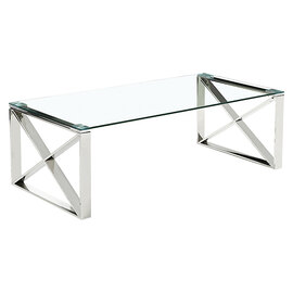 Nardo Clear Glass Coffee Table With Silver Metal Frame