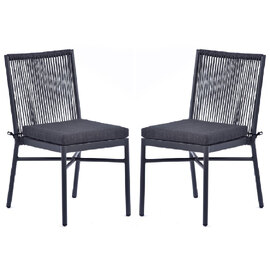 Nardo Grey Weave Outdoor Side Chairs With Metal Frame In Pair
