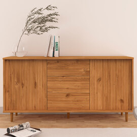 Narlen Wooden Sideboard with 2 Doors 3 Drawers in Natural