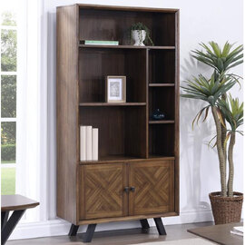 Narva Wooden Bookcase With 2 Doors In Walnut