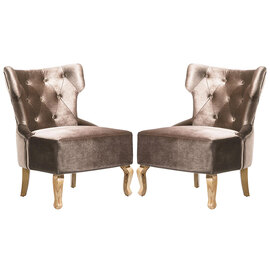 Narvel Beige Velvet Dining Chairs With Wooden Legs In Pair