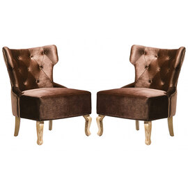 Narvel Brown Velvet Dining Chairs With Wooden Legs In Pair