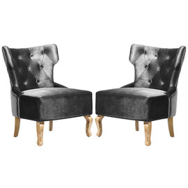 Narvel Grey Velvet Dining Chairs With Wooden Legs In Pair