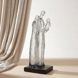 Narvion Synthetic Resin Family Sculpture in Clear and Black