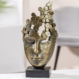 Narvion Synthetic Resin Female Face Sculpture in Antique and Bronze
