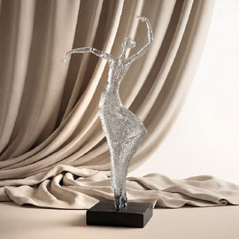 Narvion Synthetic Resin Graceful Curved Pose Women Sculpture in Black and Clear