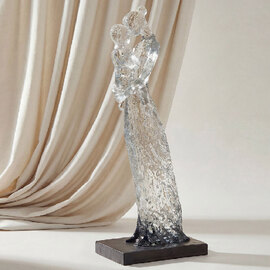 Narvion Synthetic Resin Mother and Child Sculpture in Clear and Black