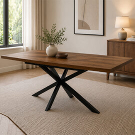 Nassau Large Rectangular Wooden Extending Dining Table in Dark Oak