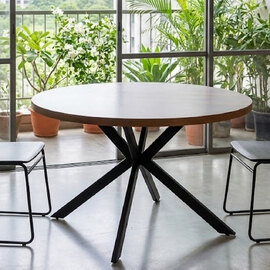 Nassau Large Round Wooden Dining Table in Dark Oak