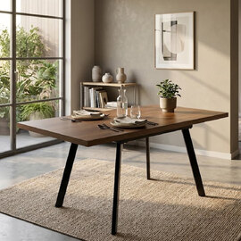 Nassau Small Rectangular Wooden Extending Dining Table in Dark Oak