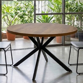 Nassau Small Round Wooden Dining Table in Dark Oak