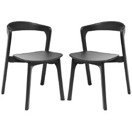 Natchez Black Outdoor Wooden Stacking Side Chairs In Pair