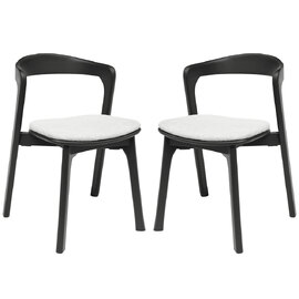 Natchez Black Wooden Stacking Side Chairs With White Seat In Pair