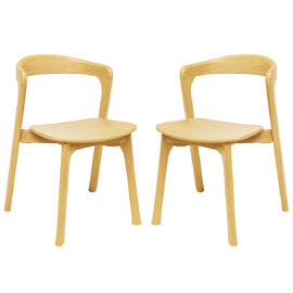 Natchez Natural Oak Outdoor Wooden Stacking Side Chairs In Pair