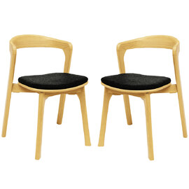 Natchez Natural Wooden Stacking Side Chairs With Black Seat In Pair