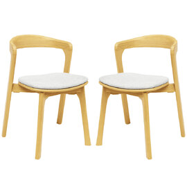 Natchez Natural Wooden Stacking Side Chairs With White Seat In Pair