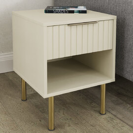Natick Wooden Lamp Table With 1 Drawer In Ivory