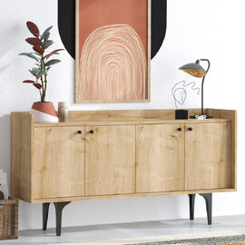 Navira Wooden Sideboard with Black Legs in Sapphire Oak
