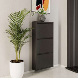 Naxel Metal Shoe Storage Cabinet with 3 Flap Doors in Anthracite