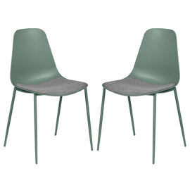 Naxos Sage Metal Dining Chairs With Fabric Seat In Pair