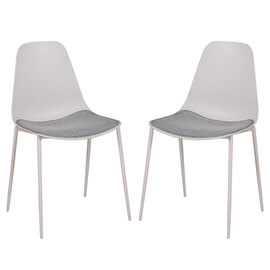 Naxos Stone Metal Dining Chairs With Fabric Seat In Pair