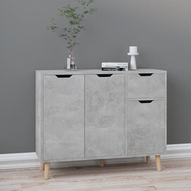 Nedra Wooden Sideboard With 3 Doors 1 Drawer In Concrete Effect
