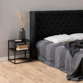 Needles Wooden Bedside Table in Matt Black