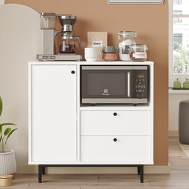 Velano Wooden Coffee Station Cabinet with 1 Door 2 Drawers in White
