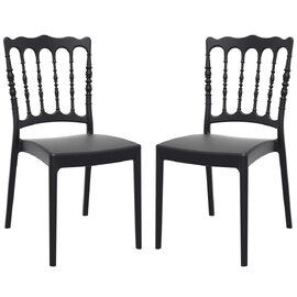 Nepean Black Outdoor Polypropylene Stacking Side Chairs In Pair