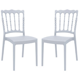 Nepean Silver Grey Outdoor Polypropylene Stacking Side Chairs In Pair