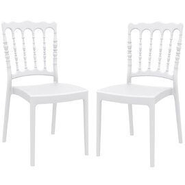 Nepean White Outdoor Polypropylene Stacking Side Chairs In Pair