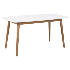 Nephi Wooden Rectangular Dining Table In White And Oak