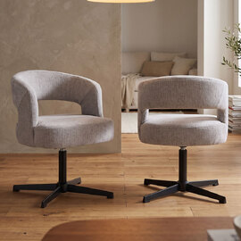 Nertan Grey Fabric Dining Chairs in Pair