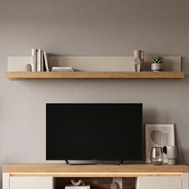 Nessa Large Wooden Wall Shelf in Cashmere and Stone Oak