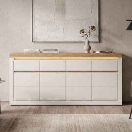Nessa Wooden Sideboard 4 Doors 4 Drawers in Cashmere and Stone Oak with LED