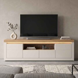 Nessa Wooden TV Stand 2 Doors 2 Drawers in Cashmere and Stone Oak with LED