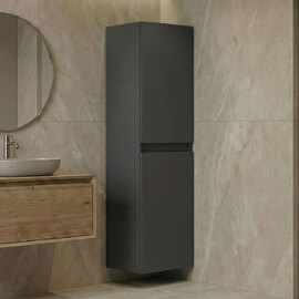 Nest Tall Wooden Wall Mounted Bathroom Storage Cabinet in Matte Anthracite