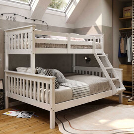 Nevada Wooden Triple Sleeper Bunk Bed in White