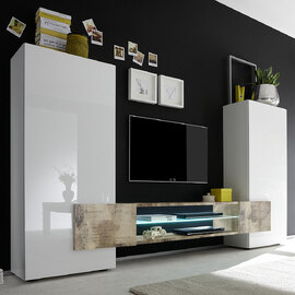 Nevaeh White High Gloss Entertainment Unit In Pero With LED