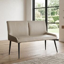 Newark Faux Leather Dining Bench in Light Grey