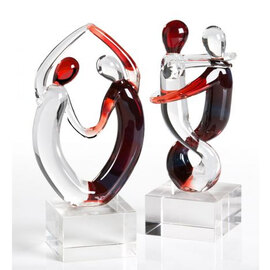 Newark Glass Samba Sculpture In Clear And Red