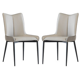 Newark Grey And Light Grey Faux Leather Dining Chairs In Pair