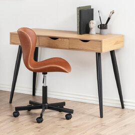 Newark Wooden Laptop Desk With 3 Drawers In Matt Wild Oak