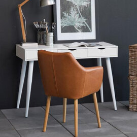 Newark Wooden Laptop Desk With 3 Drawers In White