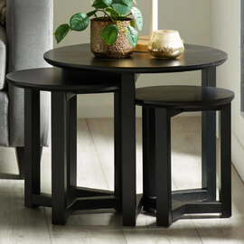 Newark Wooden Nest Of 3 Table In Black